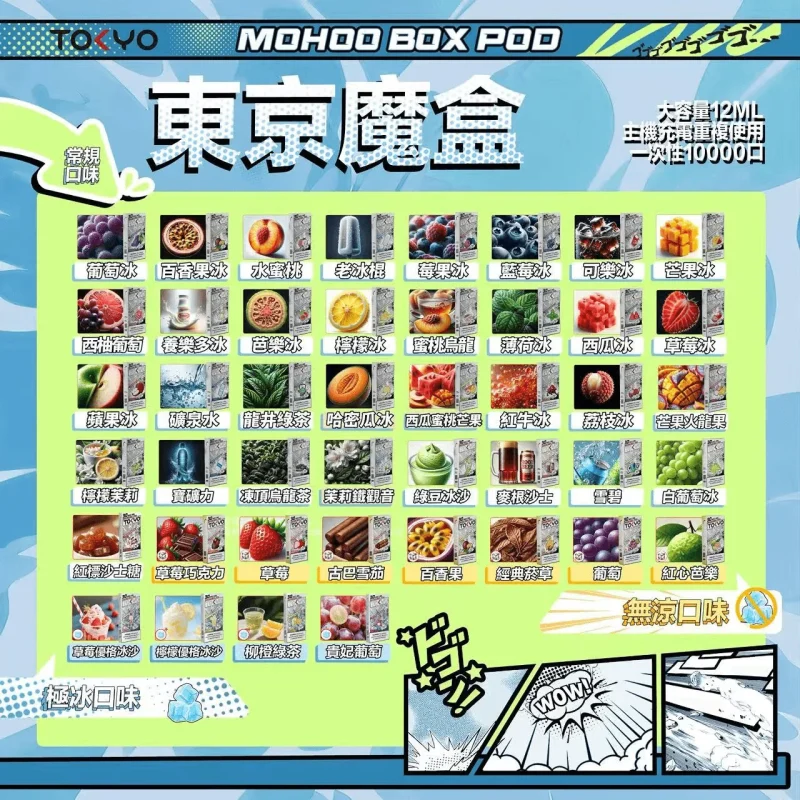 TOKYO MOHOO BOX POD 東京魔盒 10000口 12ml 3% 拋棄式煙彈(一盒一入) 買三盒煙彈送主機一台